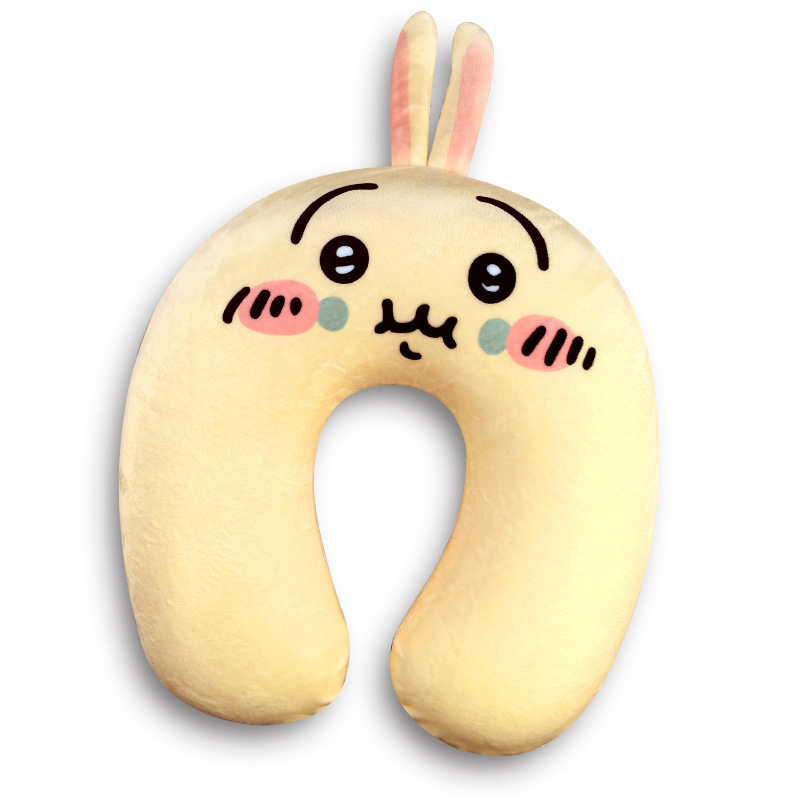 У-образна възглавница за пътуване с паметна пяна, покрита с кристално кадифе – карикатурен стил, универсално пасване