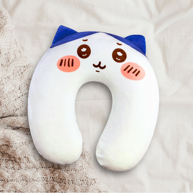 У-образна възглавница за пътуване с паметна пяна, покрита с кристално кадифе – карикатурен стил, универсално пасване