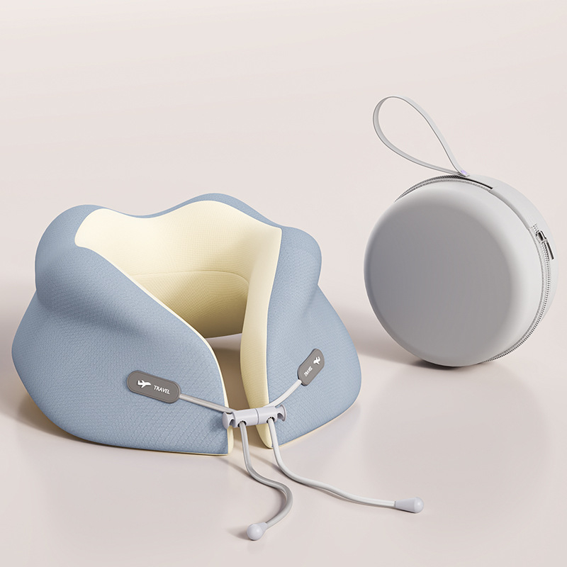 Паметова пяна U-образна възглавница за врата – охлаждаща, преносима за пътуване и офис, кожа-приятелски копринено фино покритие, бавно възстановяване