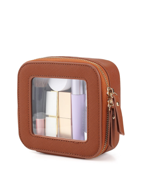 Geantă pentru cosmetică – stil urban minimalist, material PU, căptușeală PU, impermeabil, culoare solidă