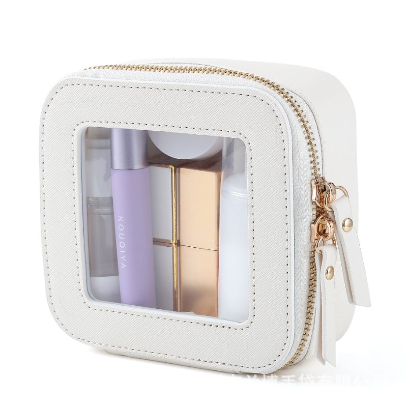 Geantă pentru cosmetică – stil urban minimalist, material PU, căptușeală PU, impermeabil, culoare solidă