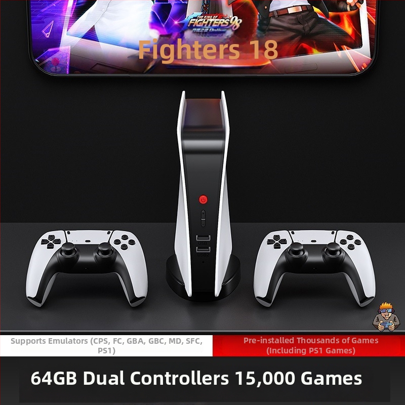 M5 retro spēļu konsole ar 64GB atmiņu, oriģinālais spēļu programmatūra, HDMI izvads, USB interfeiss, divu spēlētāju atbalsts