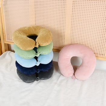 У-образна възглавница за врат с пълнеж PP памук, калъф от кристален велюр, модерен минималистичен дизайн, подходяща за офис и пътуване