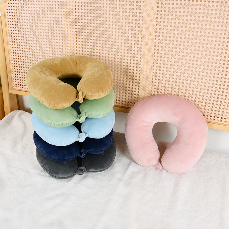 У-образна възглавница за врат с пълнеж PP памук, калъф от кристален велюр, модерен минималистичен дизайн, подходяща за офис и пътуване