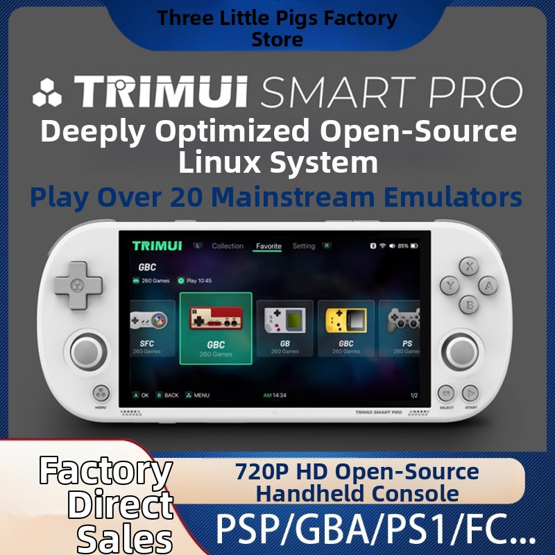 Nešiojama žaidimų konsolė su atviro kodo sistema – suderinama su GBA retro, PS arcade ir FC (Famicom), 64GB atminties, IPS HD ekranas, Wi‑Fi, OEM paruošta