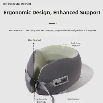 У-образена пътна възглавничка за шията с паметна пяна и нейлонова обшивка; марка Ed; тежи до 0,5 кг; модерен стил.