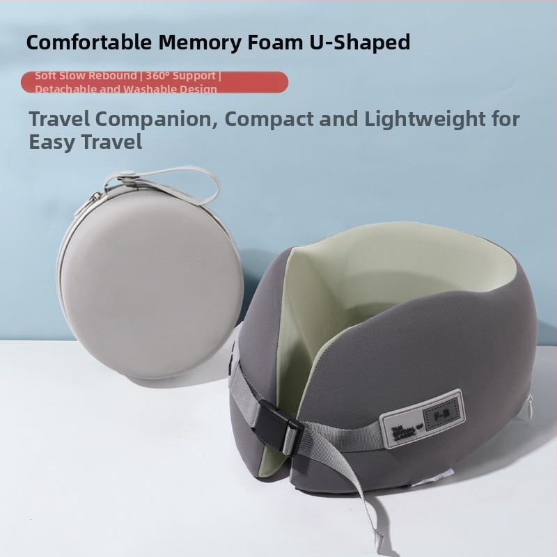 У-образена пътна възглавничка за шията с паметна пяна и нейлонова обшивка; марка Ed; тежи до 0,5 кг; модерен стил.