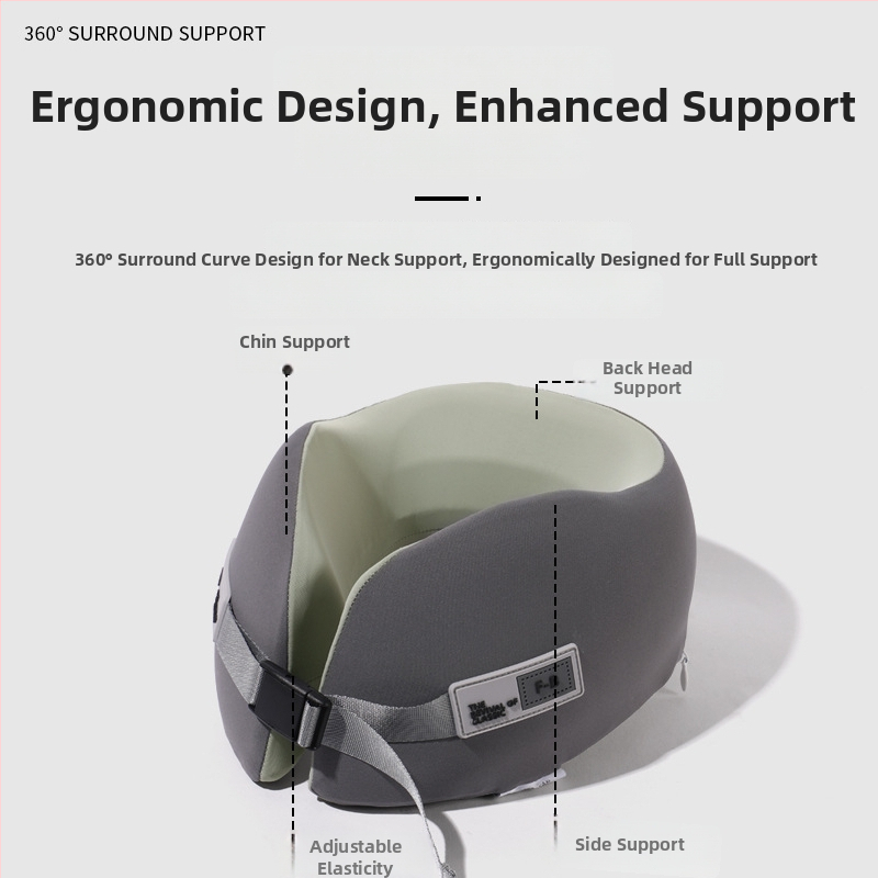 У-образена пътна възглавничка за шията с паметна пяна и нейлонова обшивка; марка Ed; тежи до 0,5 кг; модерен стил.