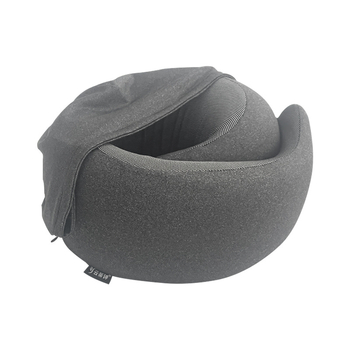 Yundishi U-образна възглавница за шия с паметна пяна и качулка – катионна тъкан, модерен минималистичен стил