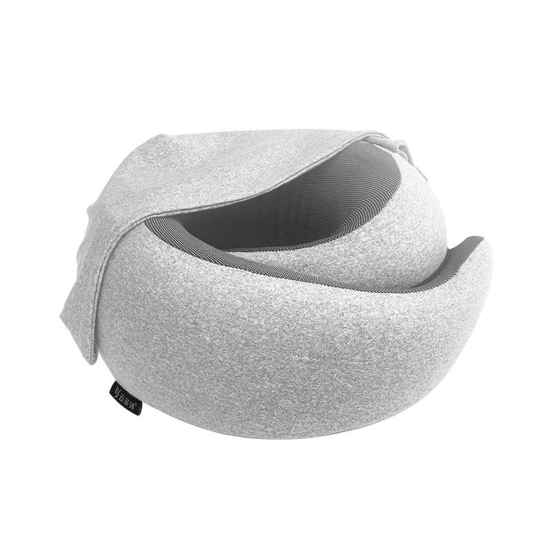 Yundishi U-образна възглавница за шия с паметна пяна и качулка – катионна тъкан, модерен минималистичен стил