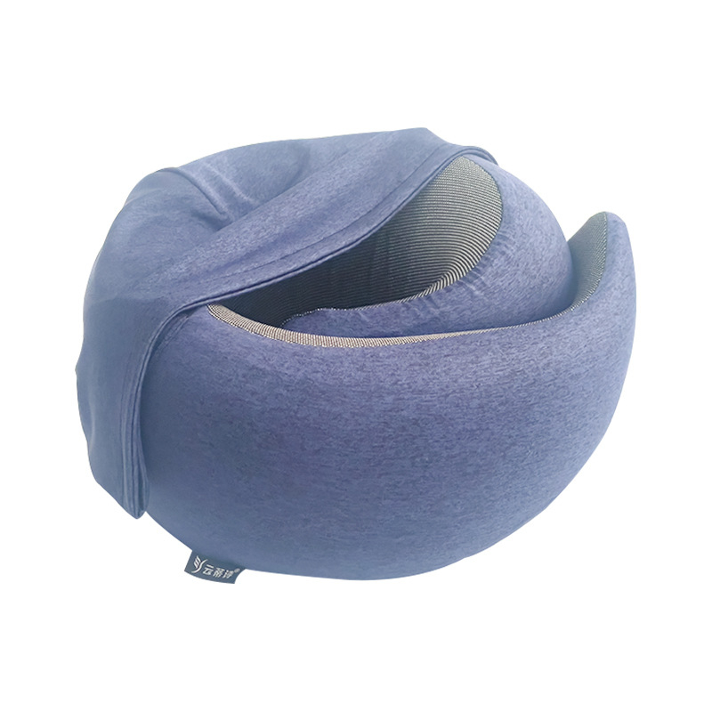 Yundishi U-образна възглавница за шия с паметна пяна и качулка – катионна тъкан, модерен минималистичен стил