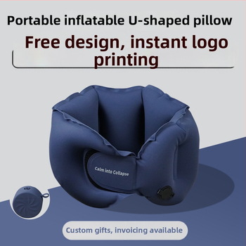 Luxenice пътуваща надуваема U-образна възглавница за шия, найлонова материя, газов пълнител, стил модерна простота