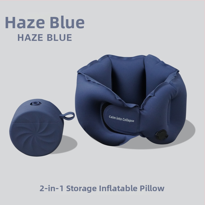 Luxenice пътуваща надуваема U-образна възглавница за шия, найлонова материя, газов пълнител, стил модерна простота
