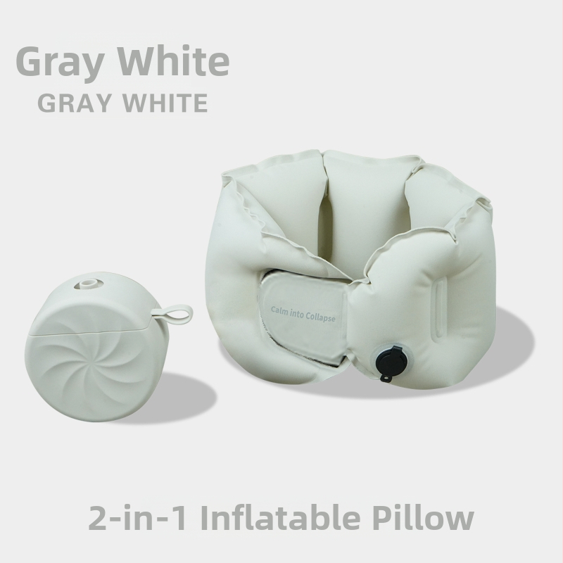 Luxenice пътуваща надуваема U-образна възглавница за шия, найлонова материя, газов пълнител, стил модерна простота