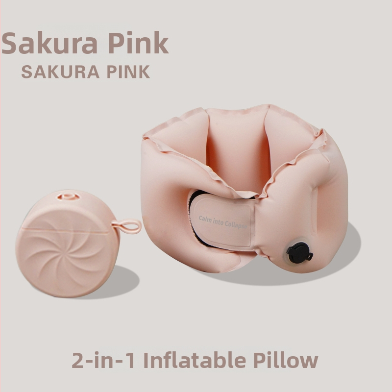 Luxenice пътуваща надуваема U-образна възглавница за шия, найлонова материя, газов пълнител, стил модерна простота