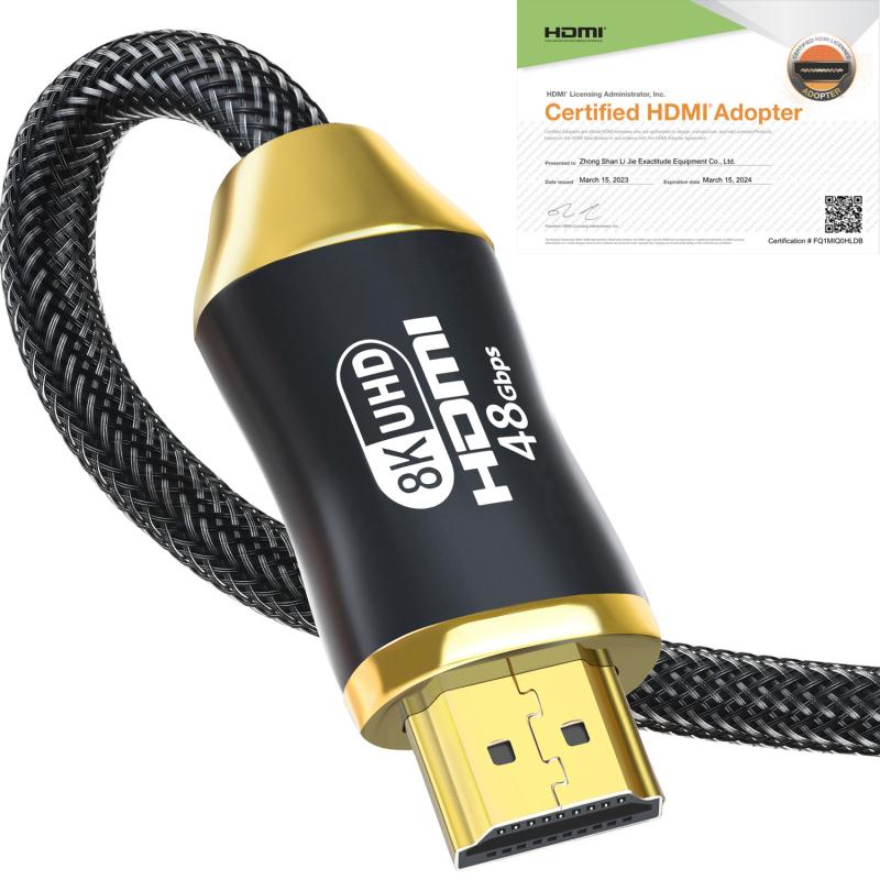 HDMI kabel 8K/4K120Hz, pozlaćen OFC bakar, muško‑muški priključak, za projektor, prijenosno računalo i set‑top box