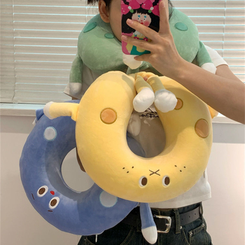 U‑образена възглавничка за шия с паметна пяна за пътуване – калъф спандекс, модерен минималистичен стил, марка Zhai yide