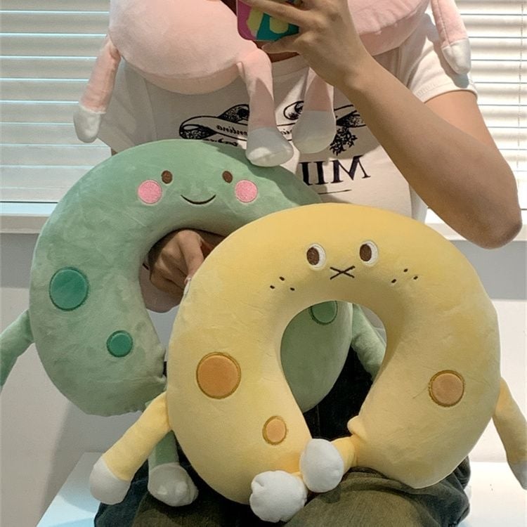 U‑образена възглавничка за шия с паметна пяна за пътуване – калъф спандекс, модерен минималистичен стил, марка Zhai yide