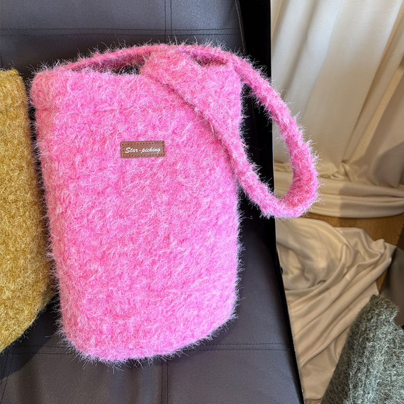 Geantă tip găleată din poliester, capacitate mare, căptușeală poliester, pentru uz zilnic, toamnă 2024