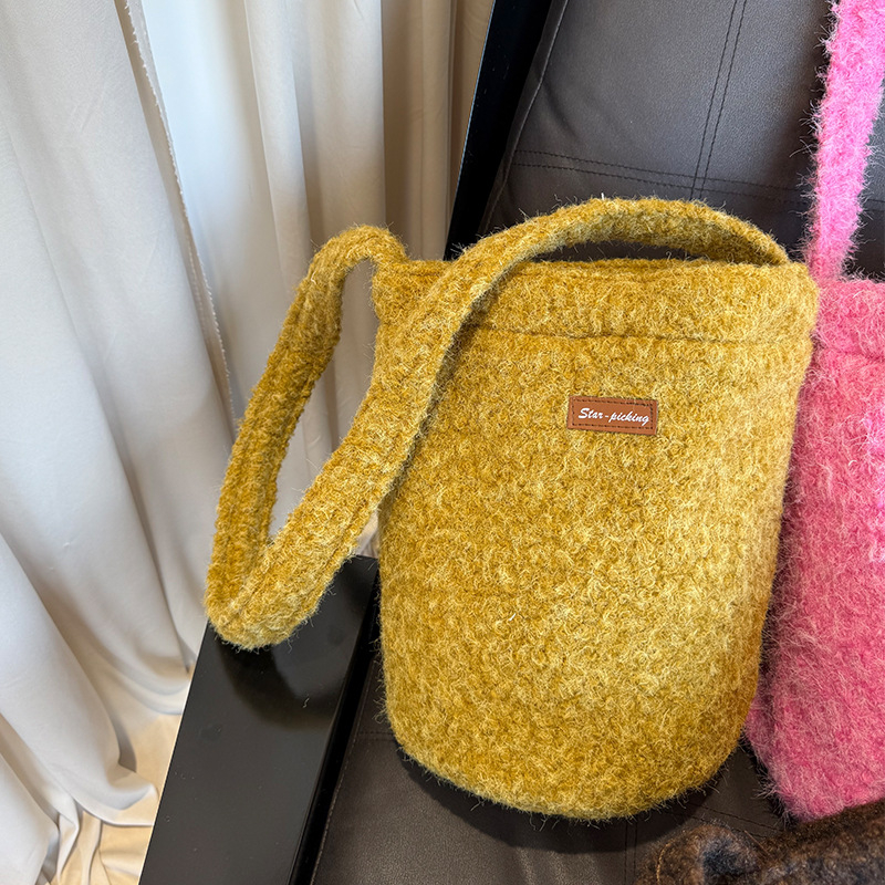 Geantă tip găleată din poliester, capacitate mare, căptușeală poliester, pentru uz zilnic, toamnă 2024