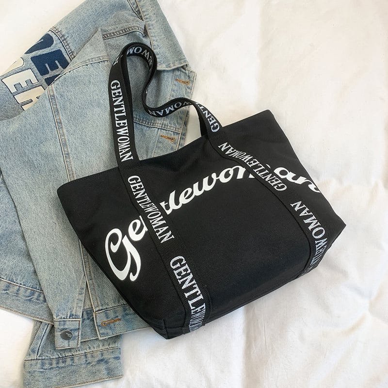 Geantă Tote în stil stradal — Pânză, Fermoar, căptușeală din poliester, buzunar intern pentru telefon