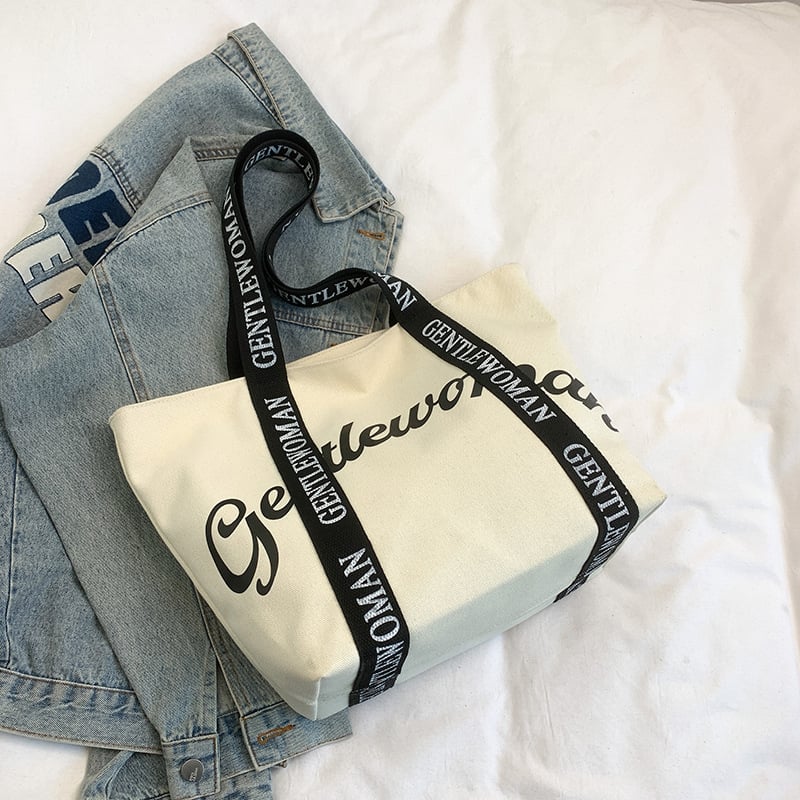 Geantă Tote în stil stradal — Pânză, Fermoar, căptușeală din poliester, buzunar intern pentru telefon