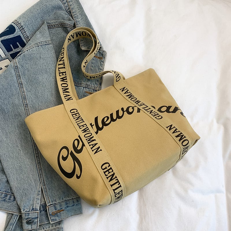 Geantă Tote în stil stradal — Pânză, Fermoar, căptușeală din poliester, buzunar intern pentru telefon