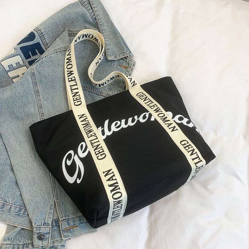 Geantă Tote în stil stradal — Pânză, Fermoar, căptușeală din poliester, buzunar intern pentru telefon