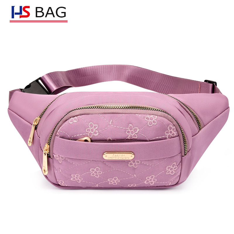 Ženska pojasna torbica s izšivanjem, vodootporan Oxford platno, velik kapacitet, više pretinaca, zatvarač, unutarnji džepovi