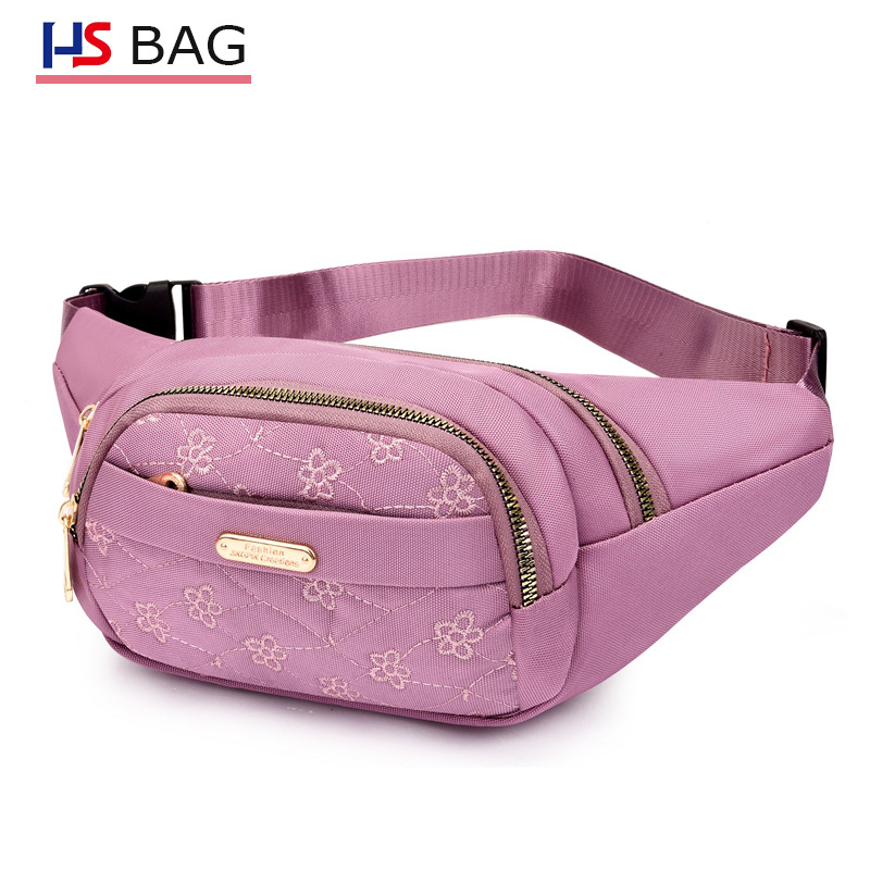 Ženska pojasna torbica s izšivanjem, vodootporan Oxford platno, velik kapacitet, više pretinaca, zatvarač, unutarnji džepovi