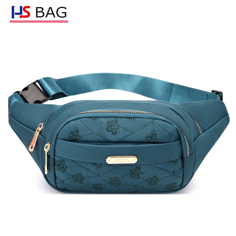 Ženska pojasna torbica s izšivanjem, vodootporan Oxford platno, velik kapacitet, više pretinaca, zatvarač, unutarnji džepovi