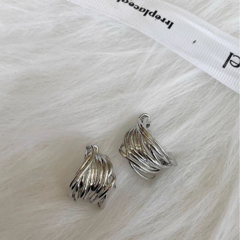 Clipuri metalice pentru urechi, cu formă de C geometrică, electroplacate, pentru femei