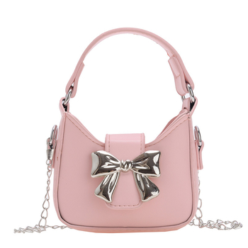 Geantă pentru copii cu funda, pe umăr — PU ușoară, fără căptușeală, pentru fetițe, utilizare zilnică la grădiniță