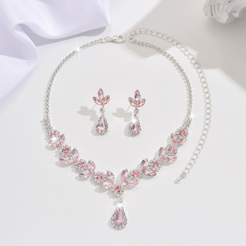 Rnafashion Bakreni set nakita: ogrlica i naušnice s rhinestones, s kandžastim lancem, elektroplirano, za žene