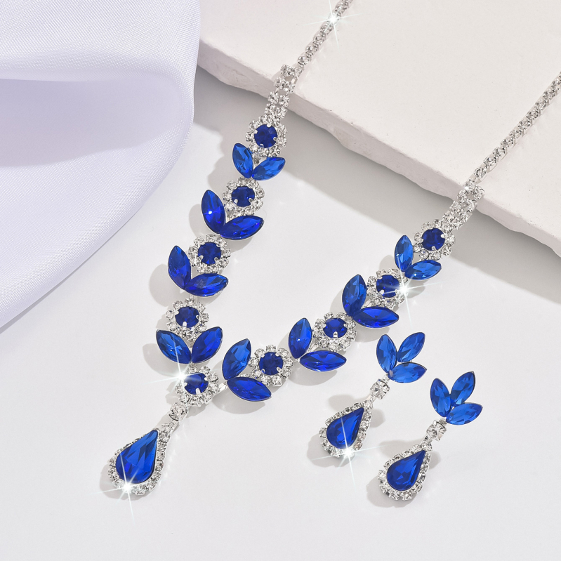 Rnafashion Bakreni set nakita: ogrlica i naušnice s rhinestones, s kandžastim lancem, elektroplirano, za žene