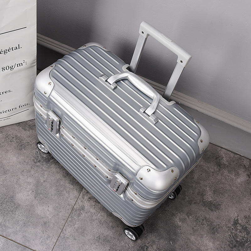 Kufr s aluminijskim okvirom — unisex; zaključavanje; ABS+PC; vodootporan i protiv krađe; kotači u stilu aviona; prugasti uzorak