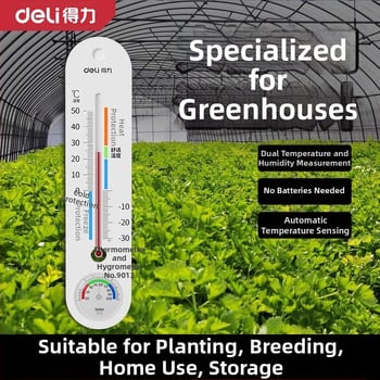 Beltéri falra szerelhető hőmérséklet- és páratartalom-mérő (termohigrométer) üvegházi zöldség- és növénytermesztéshez — pontos mérése a hőmérsékletnek és a nedvességnek