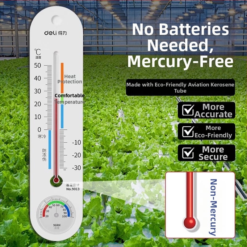 Beltéri falra szerelhető hőmérséklet- és páratartalom-mérő (termohigrométer) üvegházi zöldség- és növénytermesztéshez — pontos mérése a hőmérsékletnek és a nedvességnek