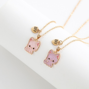 Gyerekeknek készült ötvözetből készült nyaklánc és fülbevaló készlet, csepp olajos felülettel, figurás motívummal