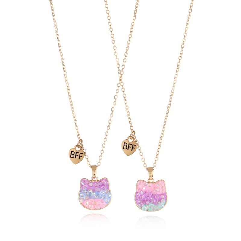 Gyerekeknek készült ötvözetből készült nyaklánc és fülbevaló készlet, csepp olajos felülettel, figurás motívummal