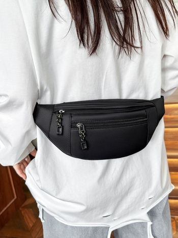 Unisex poliesterska torba za pojas, zatvarač, višeslojna unutarnja podjela (zip pretinjak, pretinjak za telefon, pretinjak za dokumente), s mezzanine, za slobodno vrijeme – Proljeće 2025