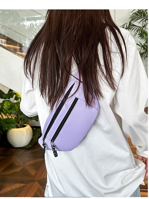 Unisex poliesterska torba za pojas, zatvarač, višeslojna unutarnja podjela (zip pretinjak, pretinjak za telefon, pretinjak za dokumente), s mezzanine, za slobodno vrijeme – Proljeće 2025