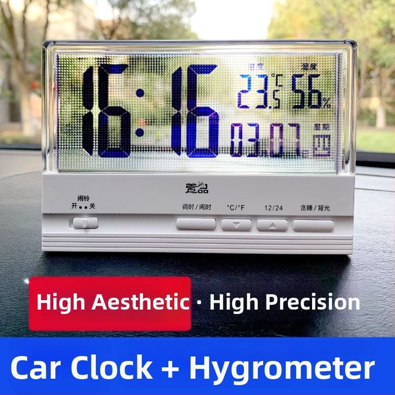 Ρολόι ταμπλό αυτοκινήτου με φωτιζόμενο θερμόμετρο, ψηφιακό ρολόι υψηλής ακρίβειας, με κολλητή εγκατάσταση