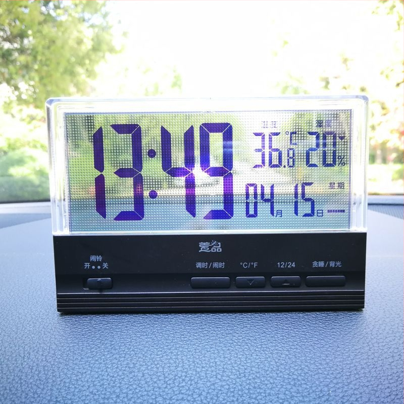 Ρολόι ταμπλό αυτοκινήτου με φωτιζόμενο θερμόμετρο, ψηφιακό ρολόι υψηλής ακρίβειας, με κολλητή εγκατάσταση