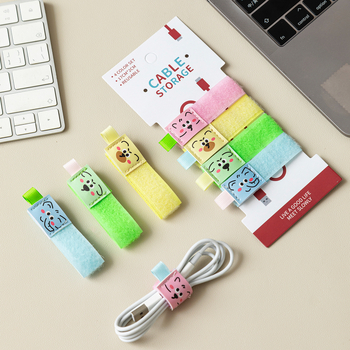 Οργανωτής καλωδίων από δέρμα με Velcro – cartoon στυλ, πολυλειτουργικός για καλώδια δεδομένων, ταξίδια και επιτραπέζια αποθήκευση