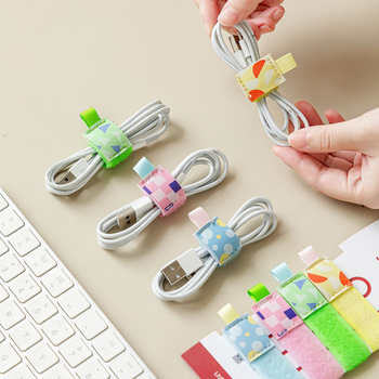 Οργανωτής καλωδίων από δέρμα με Velcro – cartoon στυλ, πολυλειτουργικός για καλώδια δεδομένων, ταξίδια και επιτραπέζια αποθήκευση