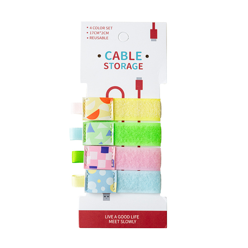 Οργανωτής καλωδίων από δέρμα με Velcro – cartoon στυλ, πολυλειτουργικός για καλώδια δεδομένων, ταξίδια και επιτραπέζια αποθήκευση