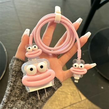 Зарядно защитно покритие за бързо зареждане 18W/20W, TPU материал, карикатурен дизайн с голяма уста‑ябълка, съвместим с iPhone 13 и iPad 10