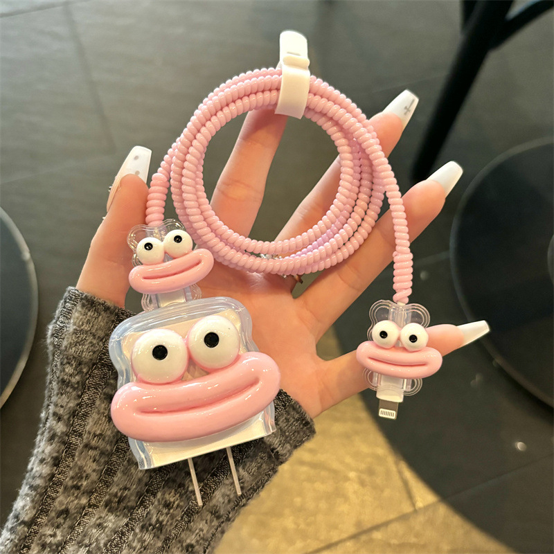 Зарядно защитно покритие за бързо зареждане 18W/20W, TPU материал, карикатурен дизайн с голяма уста‑ябълка, съвместим с iPhone 13 и iPad 10