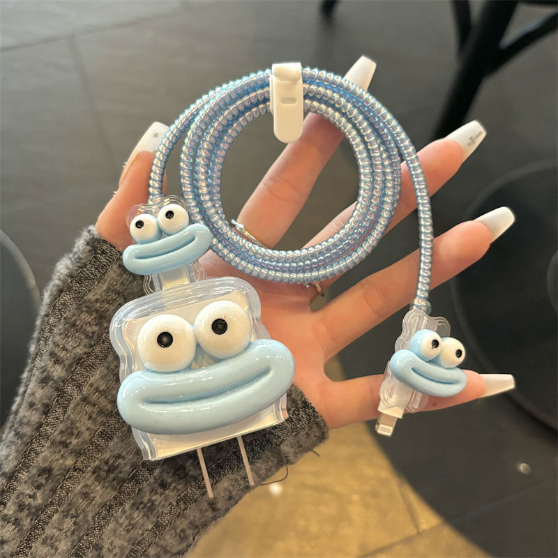 Зарядно защитно покритие за бързо зареждане 18W/20W, TPU материал, карикатурен дизайн с голяма уста‑ябълка, съвместим с iPhone 13 и iPad 10